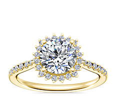 NEW Burst Halo Diamond Engagement Ring in 14k Yellow Gold